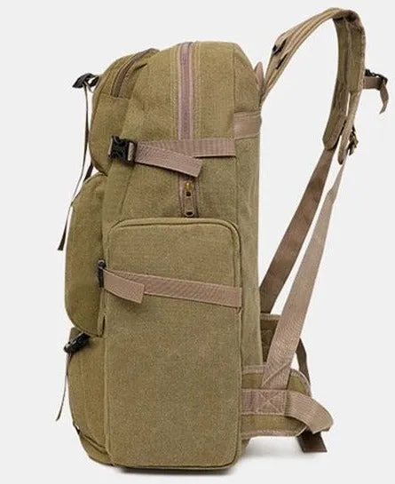 60L Large Canvas Camping Hiking Backpack