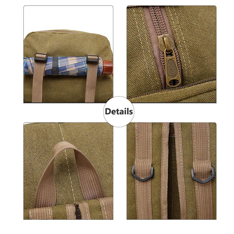 60L Large Canvas Camping Hiking Backpack