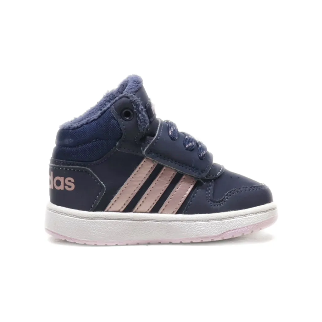 Adidas Hoops Mid Snow Boots Leather Blue Colour For Kids