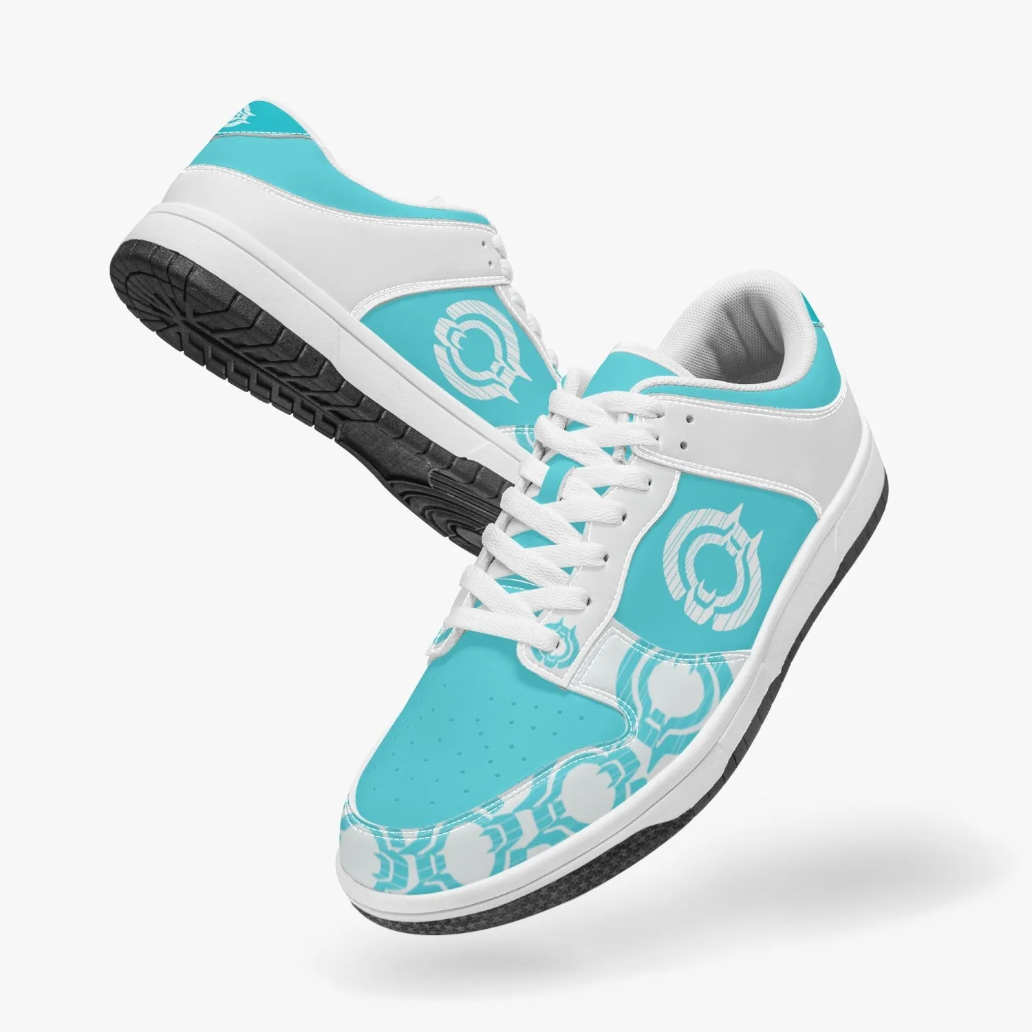 Dunk Stylish Low-Top Leather Sneakers Blue-White logo