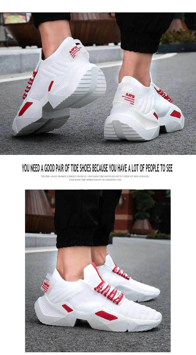 Hnzxzm Men Casual Shoes Summer Rubber Bottom Vulcanized Tennis Sneakers Mesh White Large Size Basketball Running Shoes Zapatillas