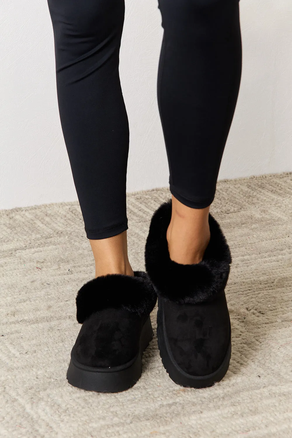 Legend Footwear Furry Chunky Platform Ankle Boots