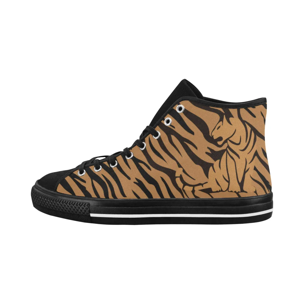 Men's Tiger Silhouette Print High Top Canvas Shoes