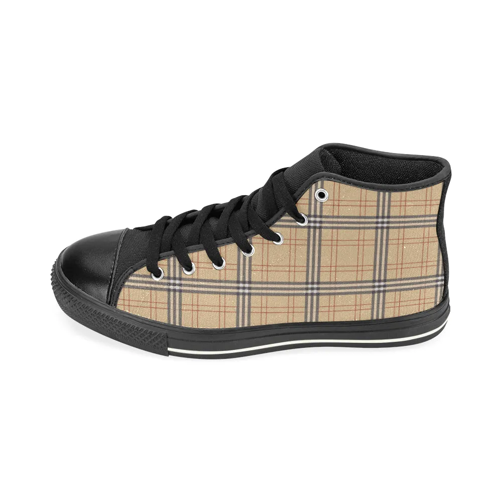 Men's Vintage Plaids Checks Print High Top Canvas Shoes