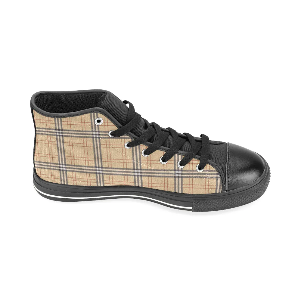 Men's Vintage Plaids Checks Print High Top Canvas Shoes