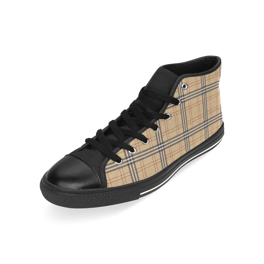 Men's Vintage Plaids Checks Print High Top Canvas Shoes