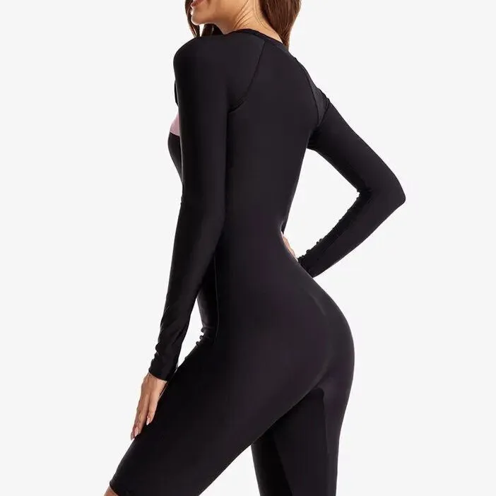 Scuba Long Sleeve Rashguard in Black/Pink  One Piece Women Bathing Swimsuit Women Beach