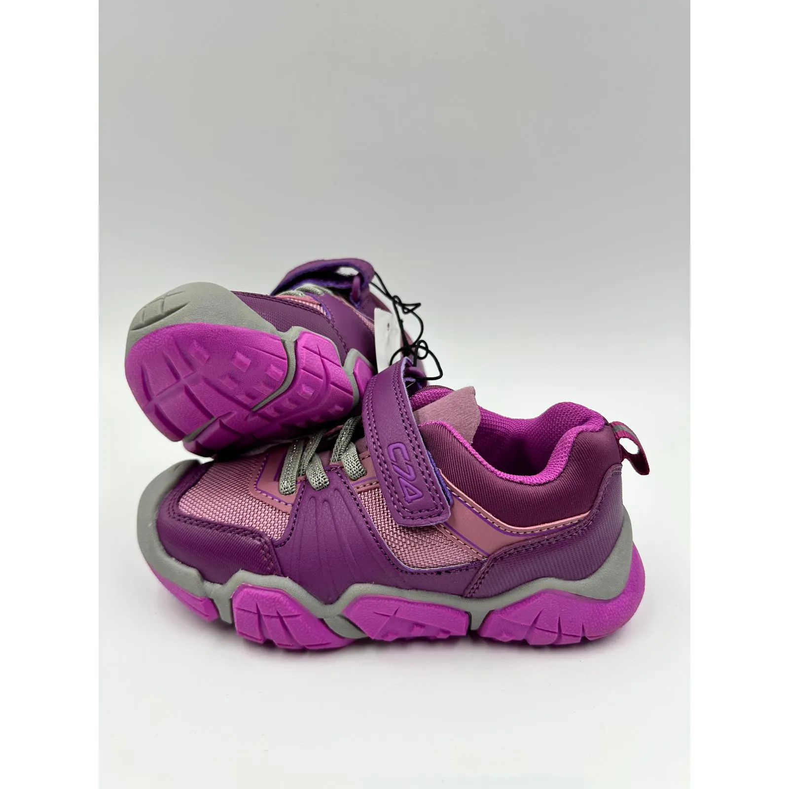 Small Kid Size 11, Low Top Pink and Purple Hikers w/ Gray Accents and Rugged Tread