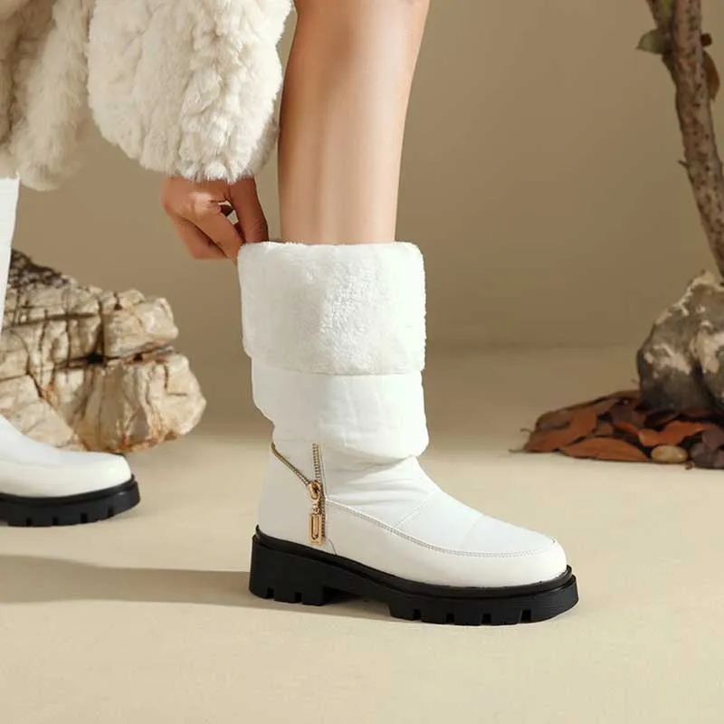 Winter Boots Women Plush Lined Snow Boots Waterproof Down Cotton Boots