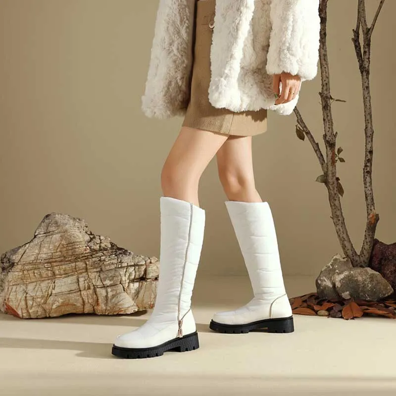 Winter Boots Women Plush Lined Snow Boots Waterproof Down Cotton Boots